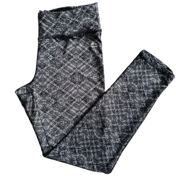 RBX Black White Geometric Pattern Leggings Women’s Size Large - Picture 1 of 7